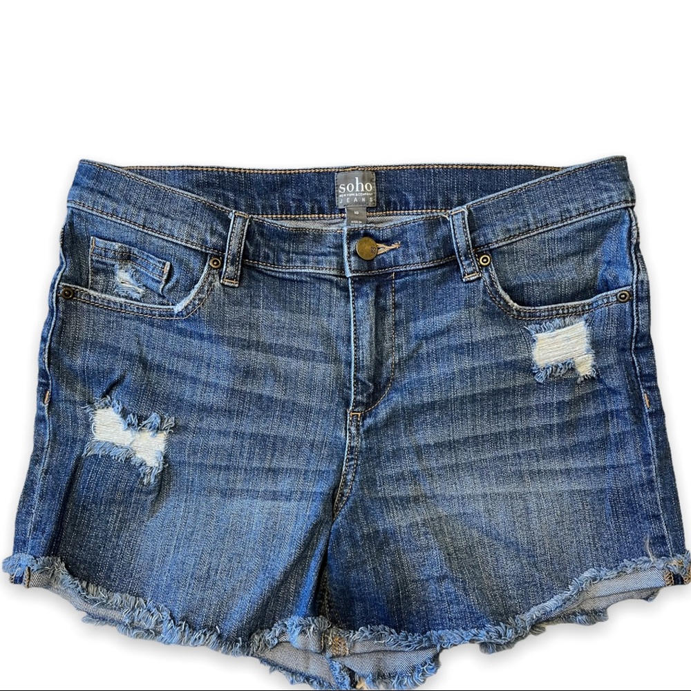 NY&C Soho Jeans Denim Blue Jean Shorts Distressed Ripped